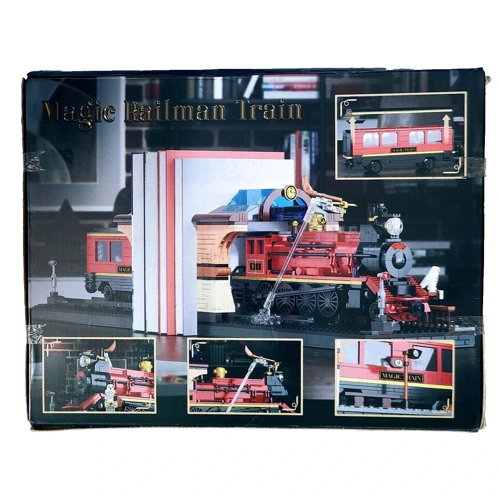 WALARLO 2 in 1 Harry Train & Bookshelf Building Set, Ideal Collectible 1068pc